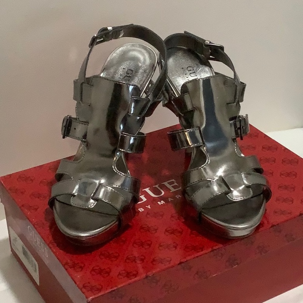 GUESS Pewter High Heels - Sandal - Strappy